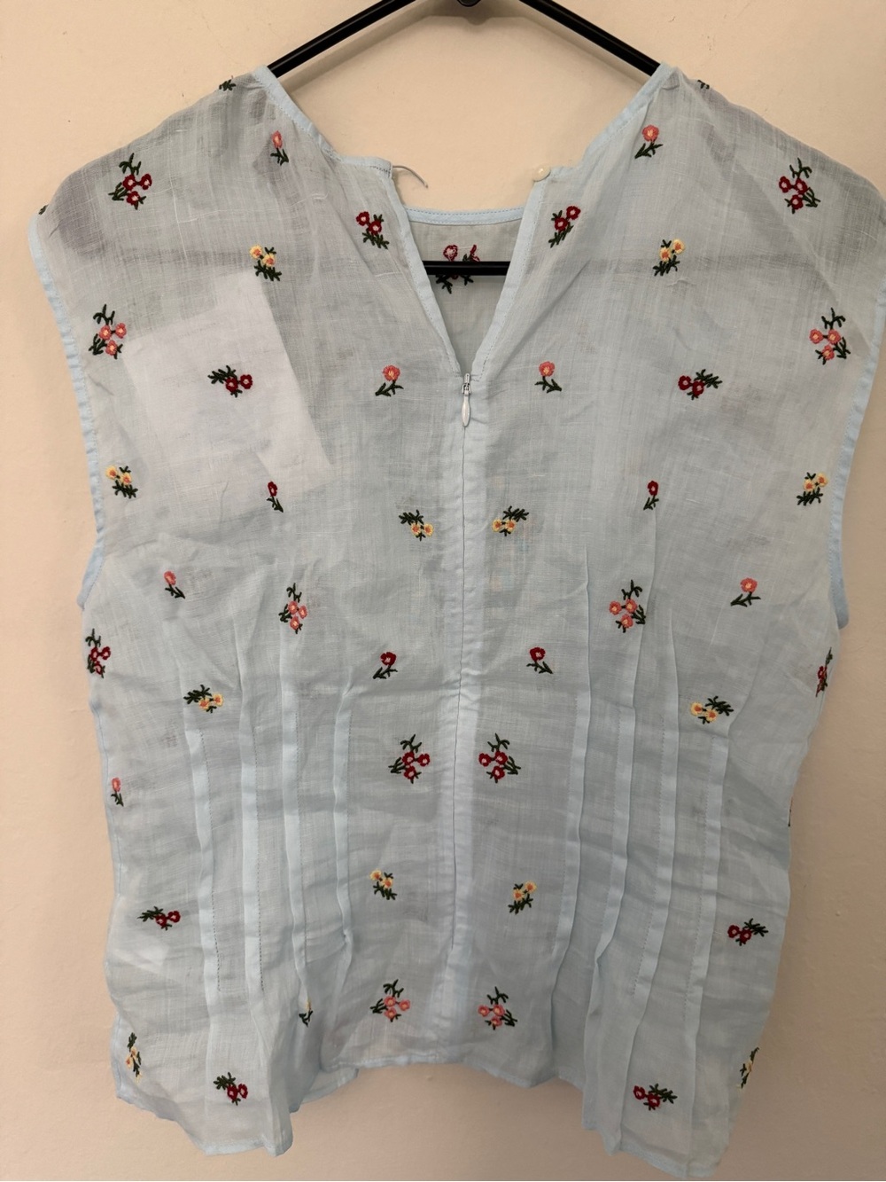 JCREW Pintuck shell top in ramie with embroidered florals Size 4 CT109 NWT - Picture 6 of 14
